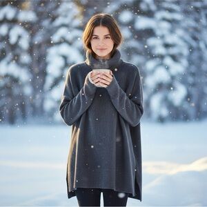 Boden Sweater Women’s Size Small Charcoal Turtleneck